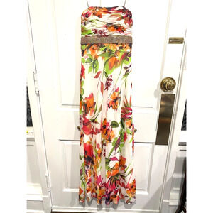 CASHE Vintage special occasion long colorful halter dress women's size 4 (small)